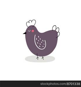  Cute chicken isolated on white background. Easter chicken. Design for Easter. Flat cartoon vector illustration.  Cute Easter chicken. Design for Easter.