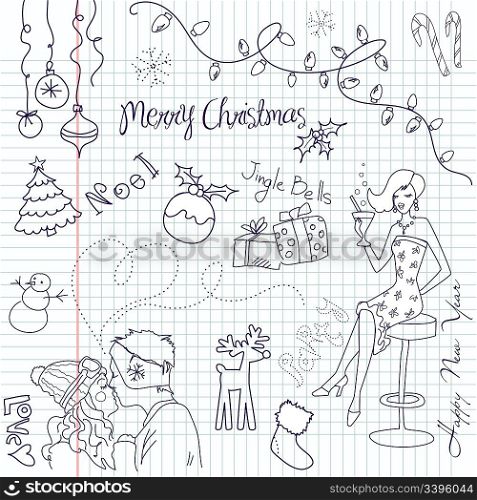 Cute Christmas and New Year doodles