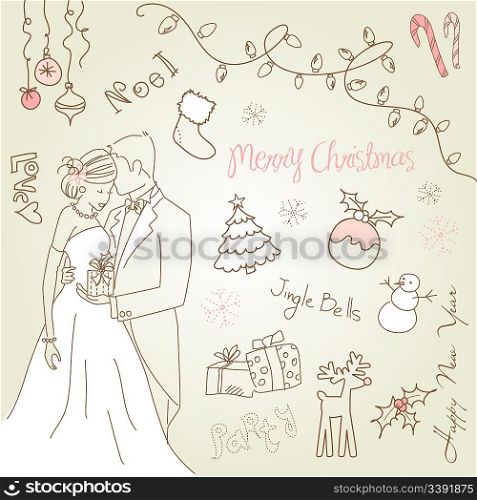 Cute Christmas and New Year hand drawn doodles