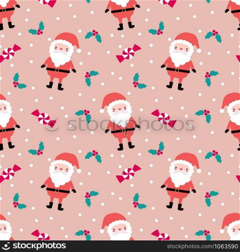 Cute Christmas and Santa seamless pattern.