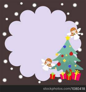 Cute Christmas angles background for greeting card or invitation.