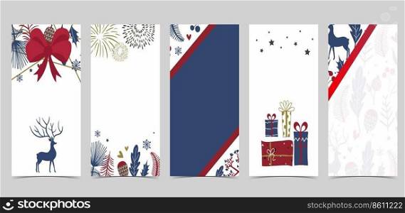 Cute christmas background for social media with tree,holly,ribbon