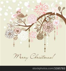Cute christmas card with a winter bird
