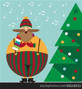 Cute Christmas card with funny fat Christmas carol , vector format