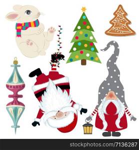 Cute Christmas collection isolated on white