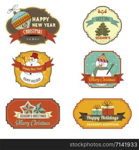 Cute Christmas labels collection isolated on white background