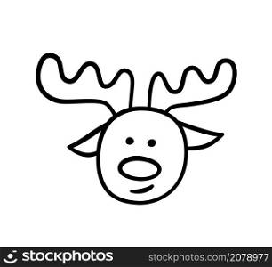 Cute christmas Reindeer in doodle style. Hand drawn reindeer. Children drawing. Vector illustration isolated on white background.. Cute christmas Reindeer in doodle style. Hand drawn reindeer. Children drawing. Vector illustration isolated on white background