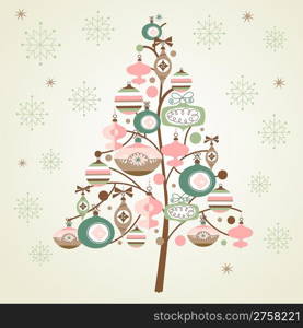 Cute Christmas Tree and snowflakes