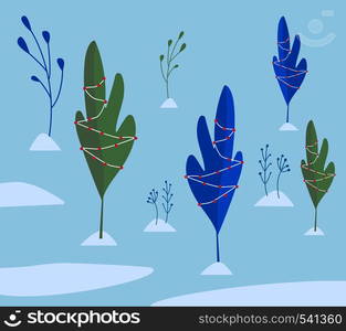 Cute christmas winter landscape background. Vector illustration.. Christmas winter landscape background. Flat vector illustration.