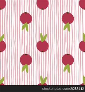 Cute citrus fruit seamless pattern on stripes. Fruits endless wallpaper. Pastel pink colors. Design for fabric , textile print, surface, wrapping, cover. Simple vector illustration. Cute citrus fruit seamless pattern on stripes. Fruits endless wallpaper.