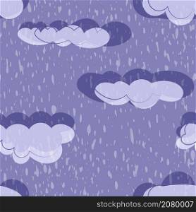 Cute clouds and rain. Seamless pattern. Vector illustration.