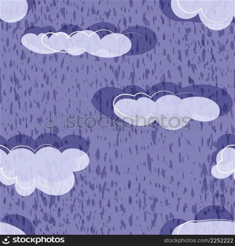 Cute clouds and rain. Seamless pattern. Vector illustration.
