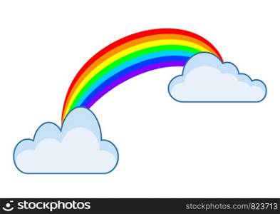 cute clouds and rainbow drawing vector illustration design