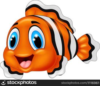 Cute clown fish cartoon posing