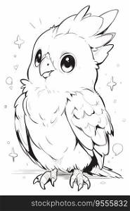 Cute Cockatoo Kids Coloring Pages, Line Art, Clean, Simple