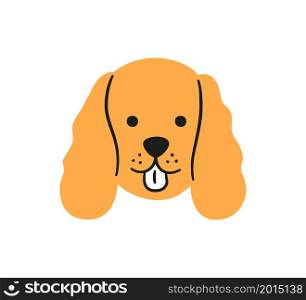 Cute cocker spaniel face. Dog head icon. Doodle dog portrait. Hand drawn vector illustration isolated on white background.. Cute cocker spaniel face. Dog head icon. Doodle dog portrait. Hand drawn vector illustration isolated on white background