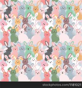 Cute colorful rabbits seamless pattern on pastel blue background for kid product,fashion,fabric,textile,print or wallpaper,vector illustration