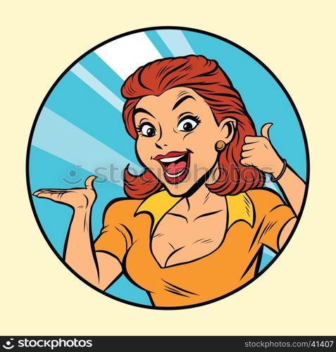 Cute comic book woman presents, pop art retro vector illustration