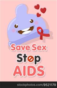 Cute Condom Save Sex Stop Aids