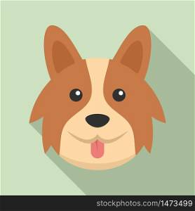 Cute corgi dog icon. Flat illustration of cute corgi dog vector icon for web design. Cute corgi dog icon, flat style