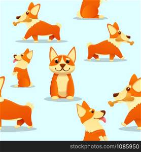 Cute corgi dog pattern. Cartoon illustration of cute corgi dog vector pattern for web design. Cute corgi dog pattern, cartoon style