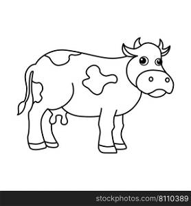 Cute cow cartoon coloring page for kids Royalty Free Vector
