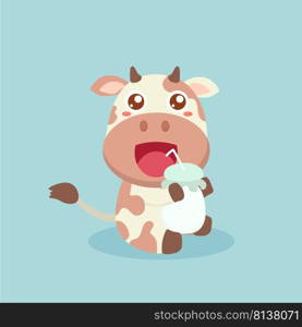 Cute cow cartoon on pastel background. . Cute cow cartoon 