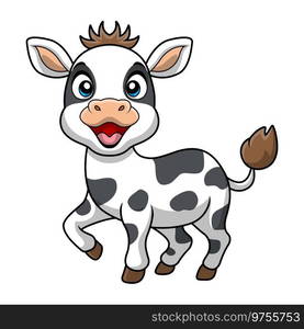 Cute cow cartoon on white background