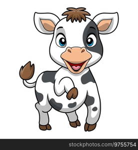 Cute cow cartoon on white background