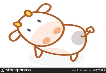 cute cow cartoon posing