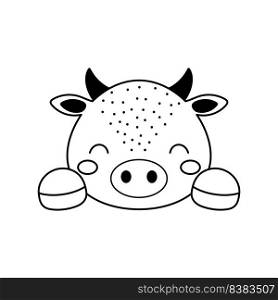 Cute cow head in Scandinavian sty≤. Animal face for kids t-shirts, wear, nursery decoration, greeting cards, invitations, poster, house∫erior. Vector stock illustration