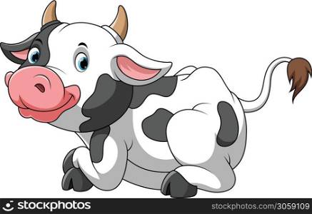cute cow sitting with white background