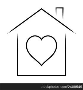 Cute cozy house, with heart icon housing sign family love and support
