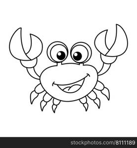Cute crab cartoon coloring page for kids Vector Image
