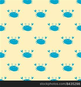 Cute Crab Seamless Pattern, Cartoon Hand Drawn Animal Doodles Vector Illustration Background.. Cute Crab Seamless Pattern, Cartoon Hand Drawn Animal Doodles Vector Illustration Background