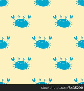 Cute Crab Seamless Pattern, Cartoon Hand Drawn Animal Doodles Vector Illustration Background.. Cute Crab Seamless Pattern, Cartoon Hand Drawn Animal Doodles Vector Illustration Background