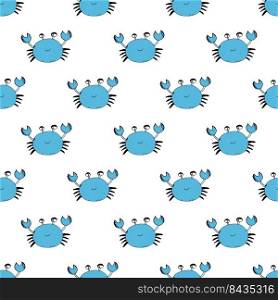 Cute Crab Seamless Pattern, Cartoon Hand Drawn Animal Doodles Vector Illustration Background.. Cute Crab Seamless Pattern, Cartoon Hand Drawn Animal Doodles Vector Illustration Background