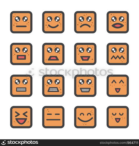 Cute cracker face emoji with freckle icon, vector and illustration