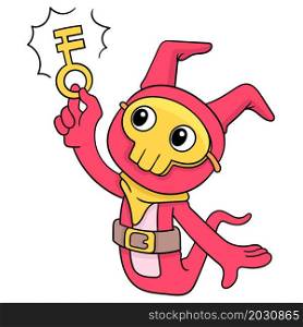 cute creature get the magic key to the key to the treasure opening