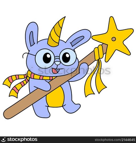 cute creature holding a star magic wand