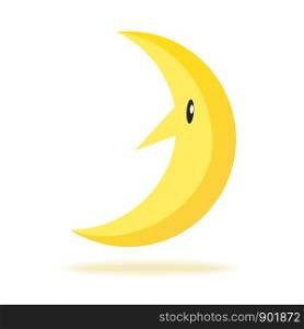 Cute crescent isolated on white background. Half moon. Vector illustration in flat cartoon style. Weather symbol