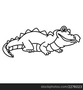 Cute crocodile cartoon characters vector illustration. For kids coloring book.
