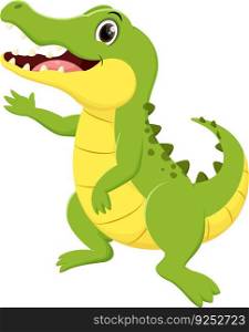 Cute crocodile cartoon presenting , isolated on white background	