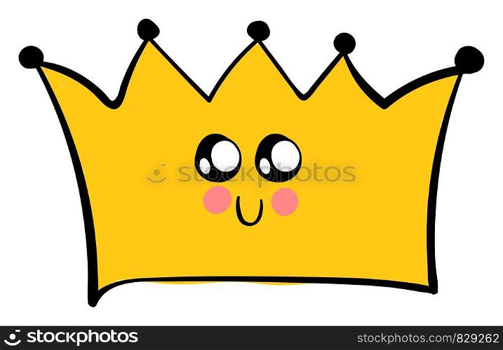 Cute crown with eyes, illustration, vector on white background.