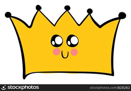 Cute crown with eyes, illustration, vector on white background.
