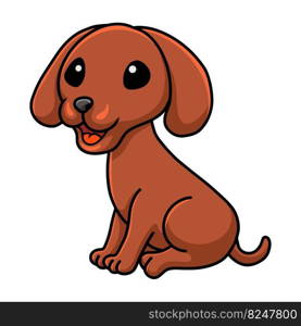 Cute dachshund dog cartoon sitting