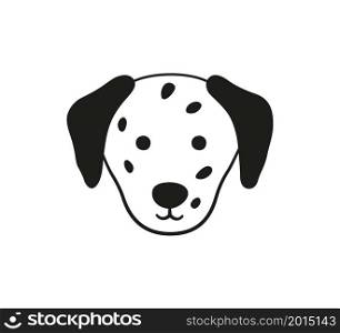 Cute Dalmatian face. Doodle dog head icon. Dog kid drawing. Hand drawn vector illustration isolated on white background.. Cute Dalmatian face. Doodle dog head icon. Dog kid drawing. Hand drawn vector illustration isolated on white background