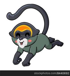 Cute de brazza's monkey cartoon jumping
