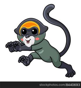 Cute de brazza s monkey cartoon running