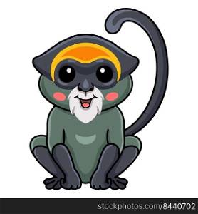 Cute de brazza s monkey cartoon sitting